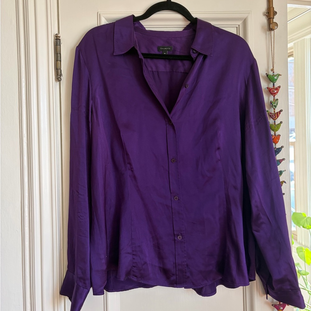 Purple 100% Satin Blouse